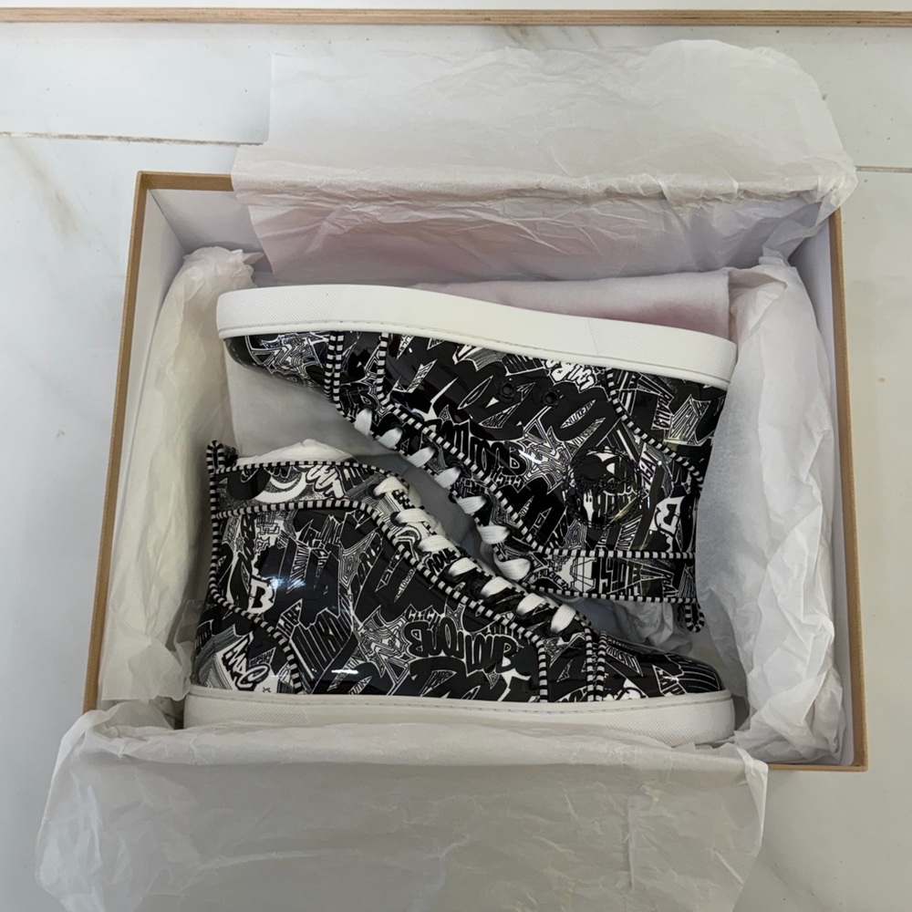 Christian Louboutin Louis Orlato Flat Patent Nicograf/GG High Top Size- 42